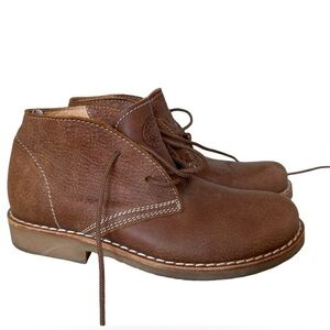 Roots Canada desert brown tribe leather Chelsea tie up short boots women’s 6